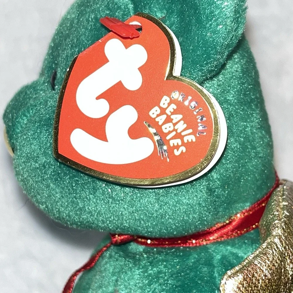 Ty Beanie Baby GIFT Joy Green Sparkle Bear Angel 2003 Christmas with Heart Tag
